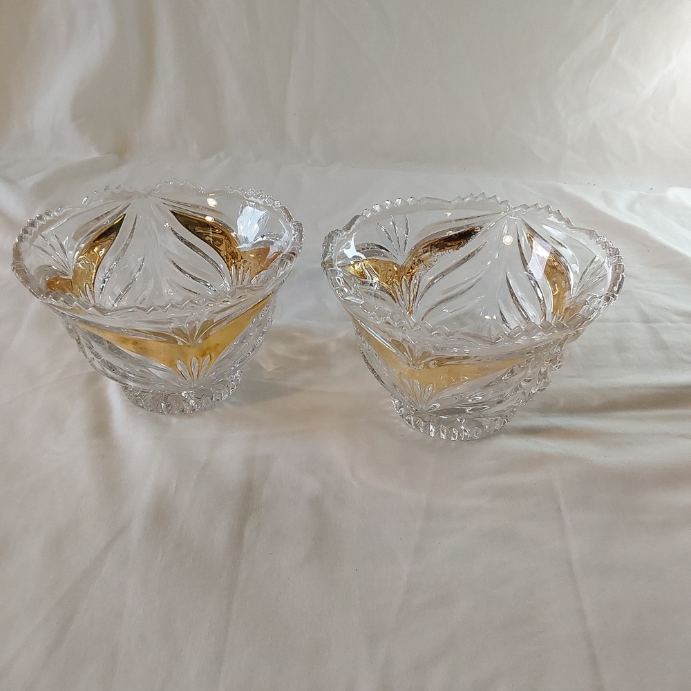 Lead Crystal and Gold Candy Dishes.